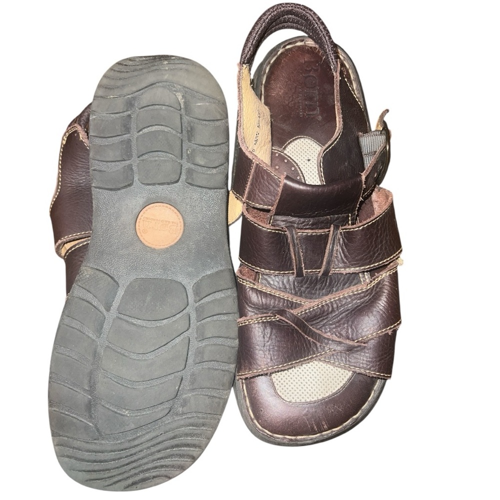 Born Brown Leather Mens Sandals SZ 11 - Picture 3 of 3